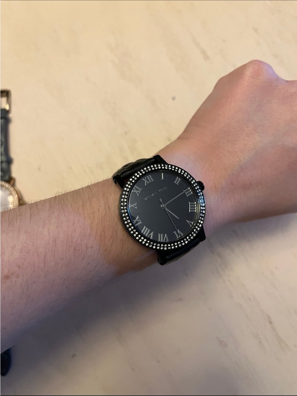 Michael Kors Black Crystal-Accent Roman Dial Watch